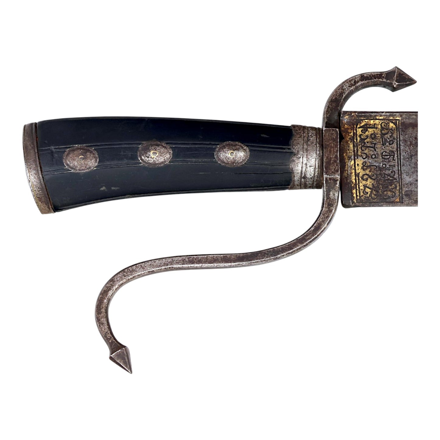 Revolutionary War Lafayette Massive 18thC French Cuttoe Hunting Sword Blued & Gilt Blade