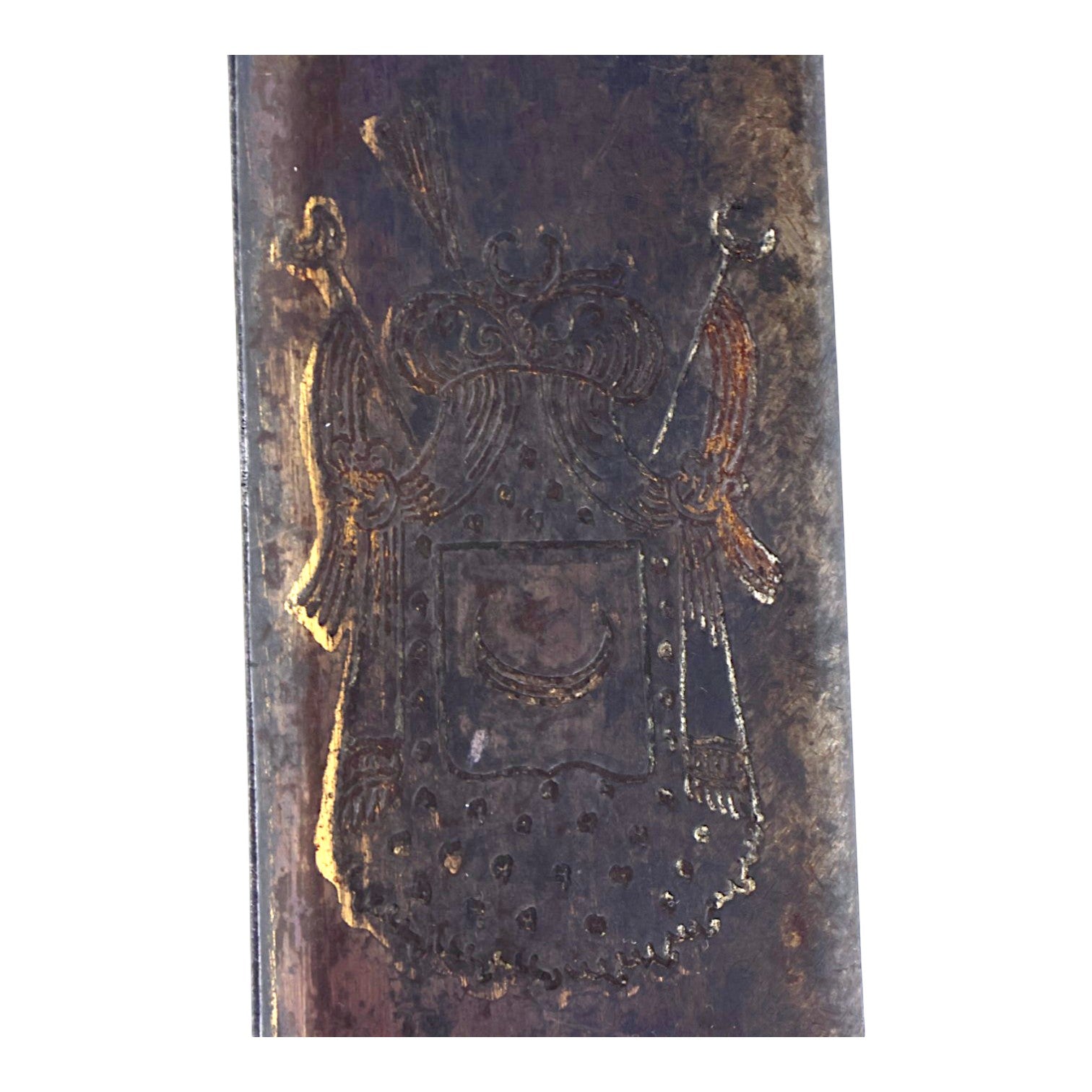 Revolutionary War Lafayette Massive 18thC French Cuttoe Hunting Sword Blued & Gilt Blade