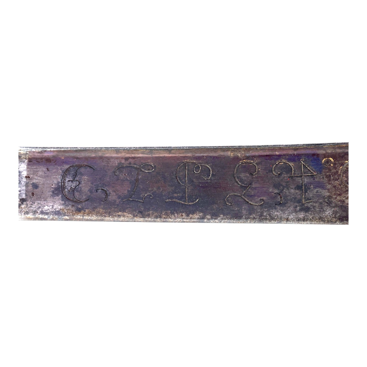 Revolutionary War Lafayette Massive 18thC French Cuttoe Hunting Sword Blued & Gilt Blade