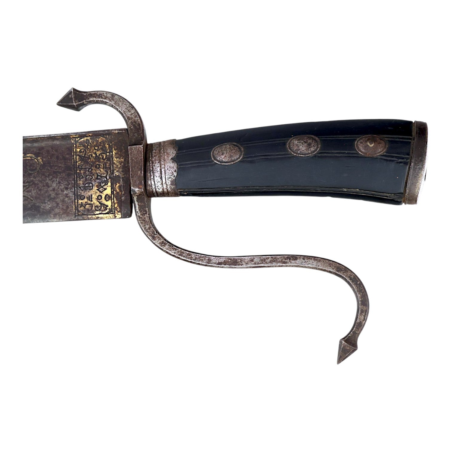Revolutionary War Lafayette Massive 18thC French Cuttoe Hunting Sword Blued & Gilt Blade