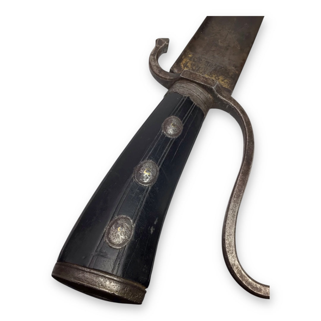 Revolutionary War Lafayette Massive 18thC French Cuttoe Hunting Sword Blued & Gilt Blade