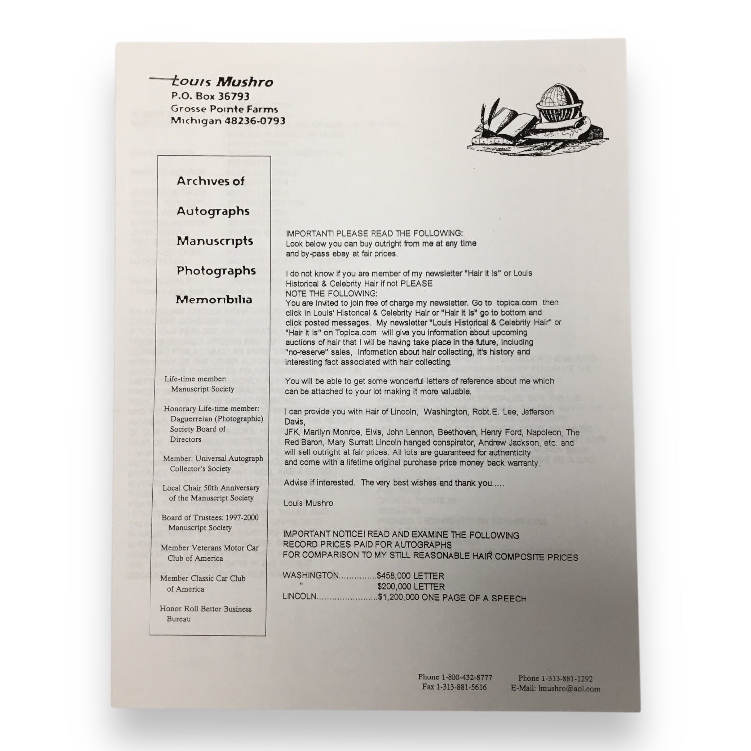 Richard Nixon Hair Clipping with Certificate of Authenticity