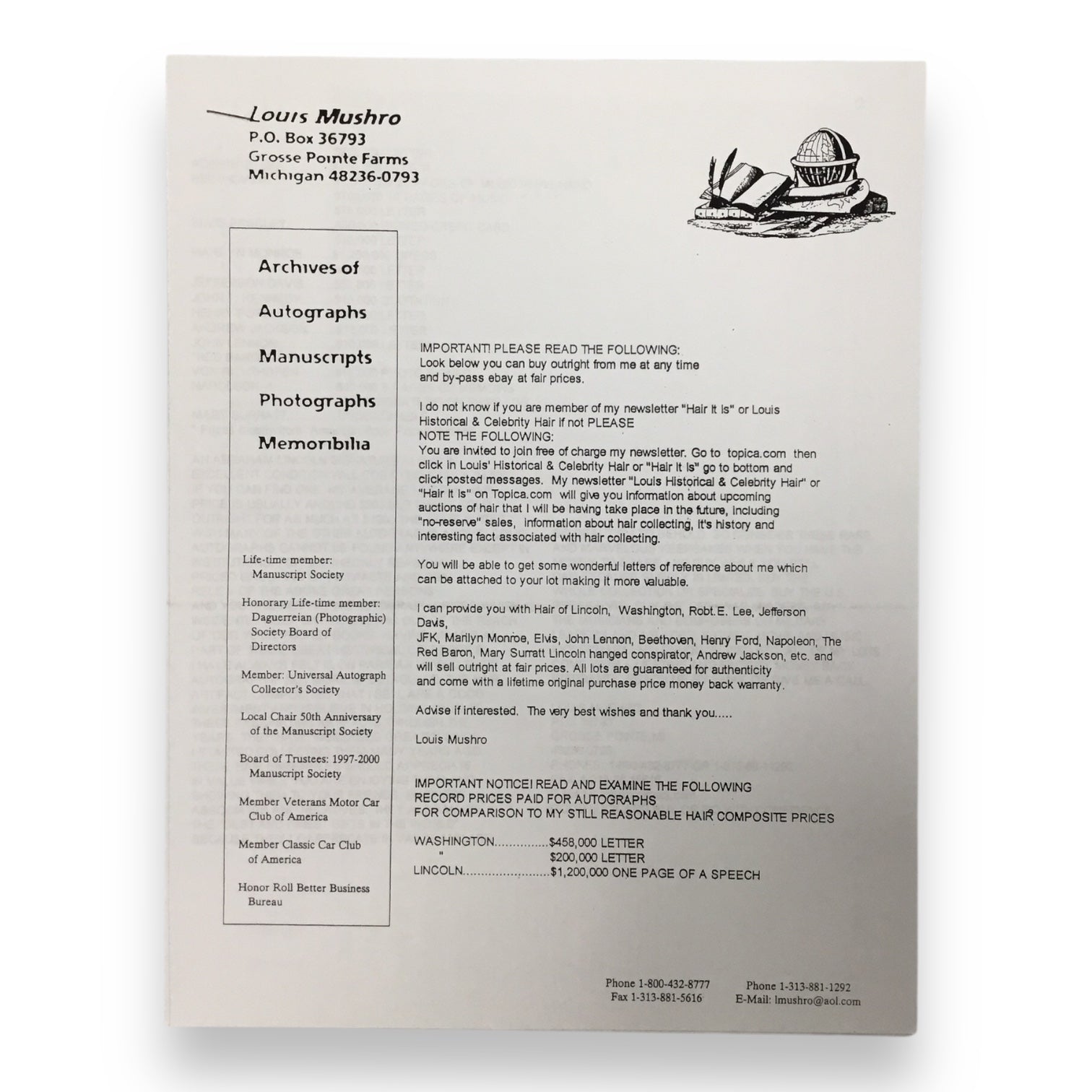 Richard Nixon Hair Clipping with Certificate of Authenticity