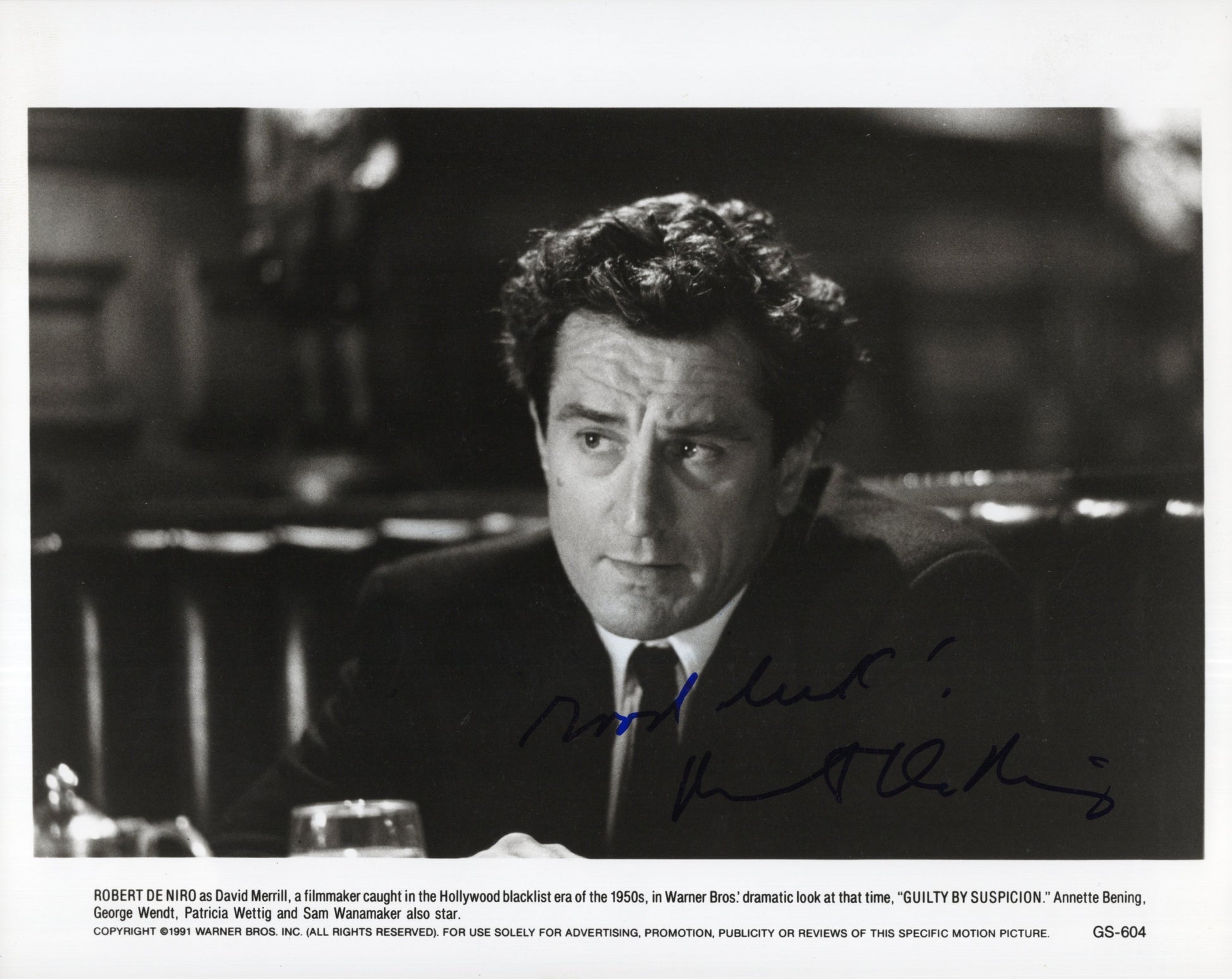 Robert De Niro Signed Photo 8x10, Robert De Niro Autograph in Guilty by Suspicion, JSA Letter Certified Authentic BB93690