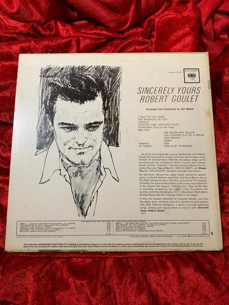 Robert Goulet Autographed Sincerely Yours... JSA Certification