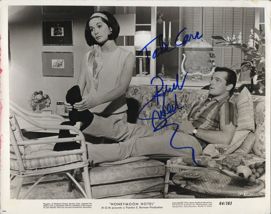 Robert Goulet Signed Photo Honeymoon Hotel Movie Promo 8x10 B&W, Robert Goulet Autograph Personalized "Take Care", PSA Letter Certified Authentic