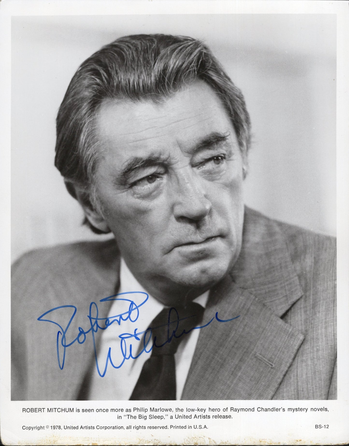 Robert Mitchum in The Big Sleep Signed Movie Promo at Directors Guild 1985 8x10