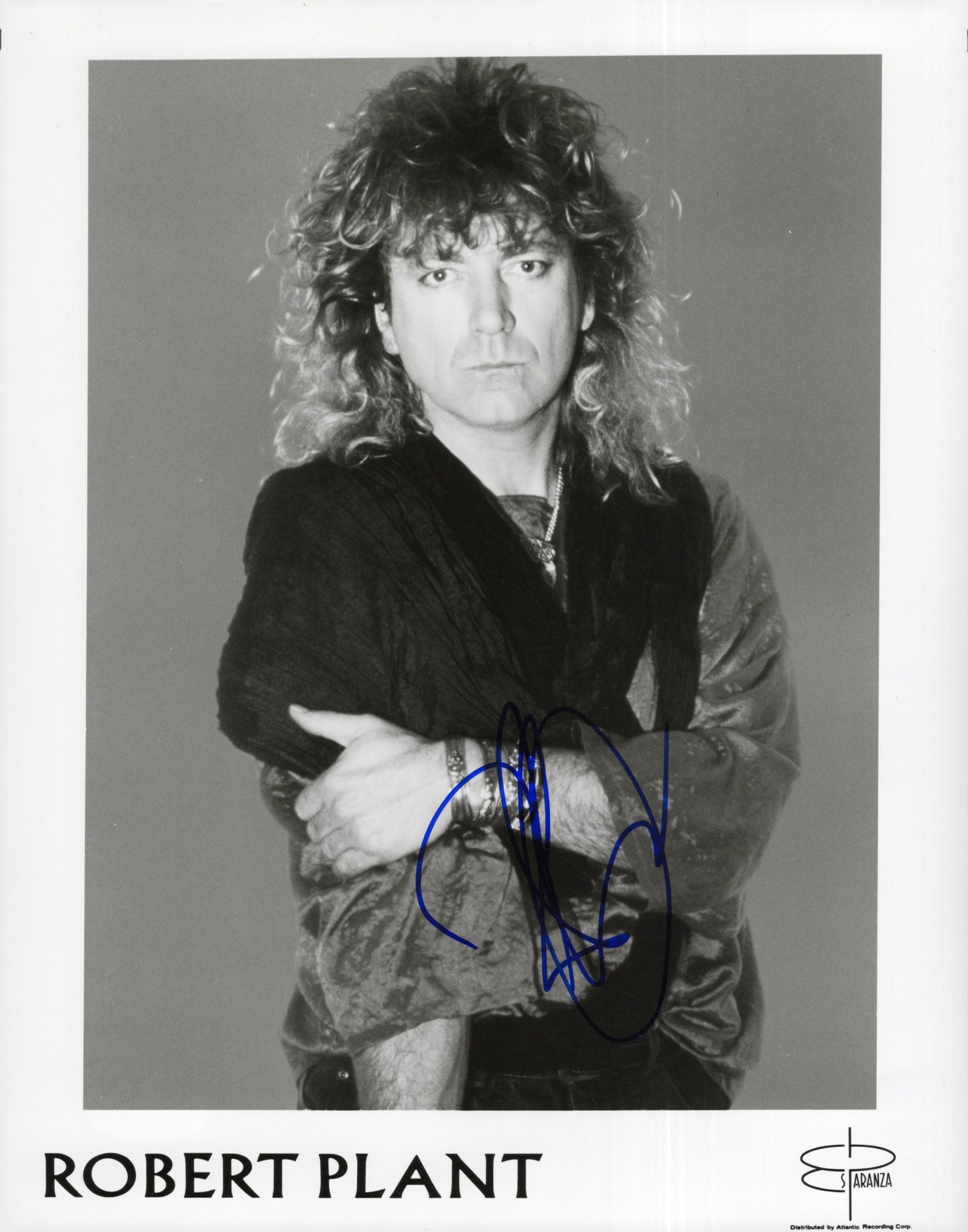 Robert Plant Signed Photo 8x10 B&W, Led Zepplin Robert Plant Autograph, Rare Photo of Studio Shot from the 80s, JSA Letter BB93688 and PSA Letter Double Certified