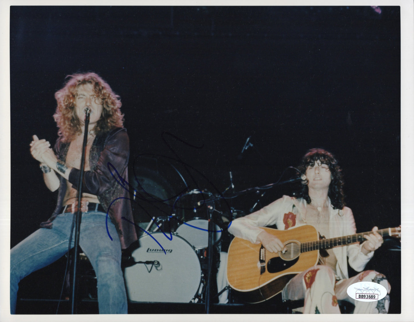 Robert Plant Signed Photo 8x10, Led Zepplin Robert Plant Autograph, Singing on Stage, JSA Letter BB93689 and PSA Letter Double Certified