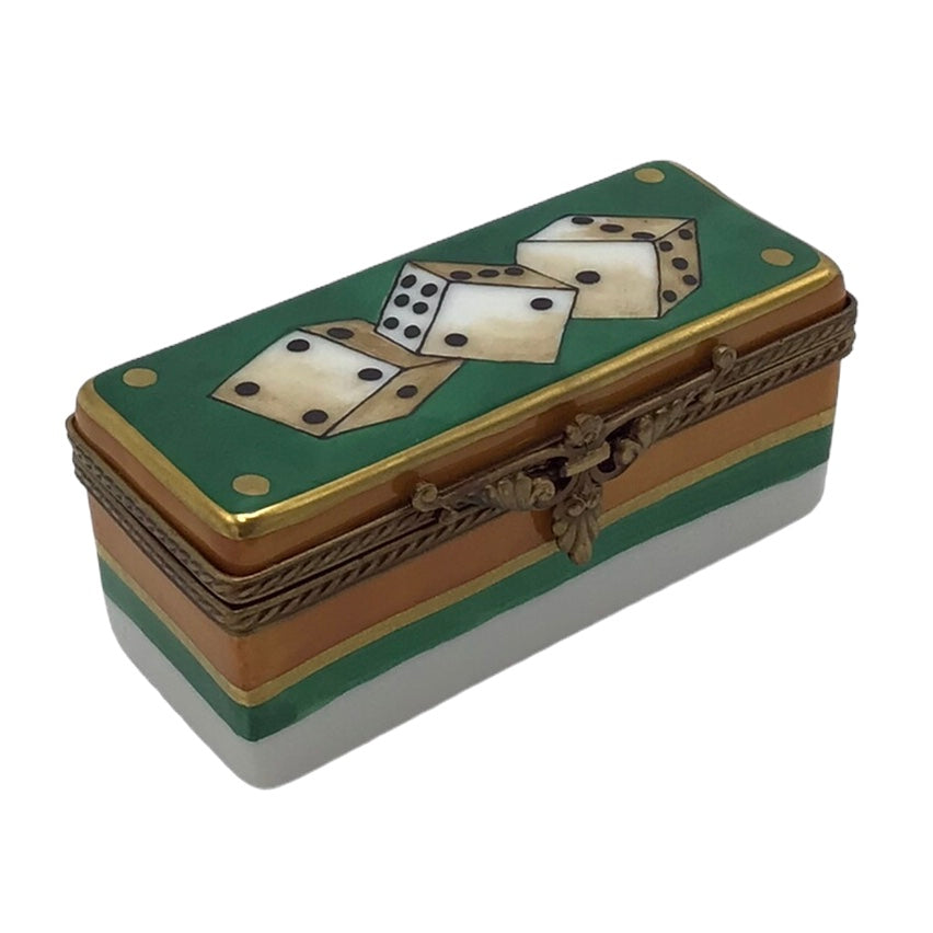 Rochard Limoges Quatre Vingt Et Un French Dice Game Trinket Box 421 with Three Dice