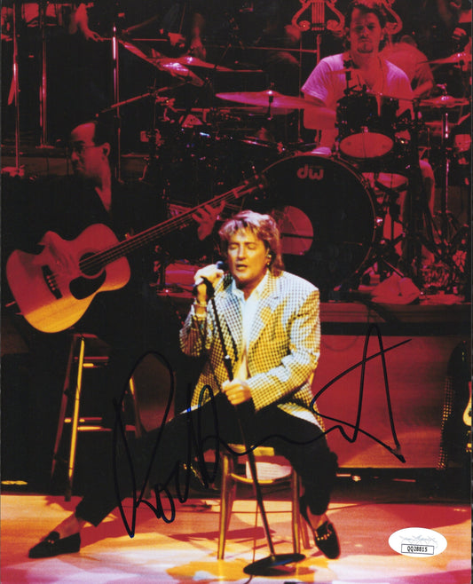 Rod Stewart Signed Photo 8x10 Singing Live – JSA & PSA Double Certified