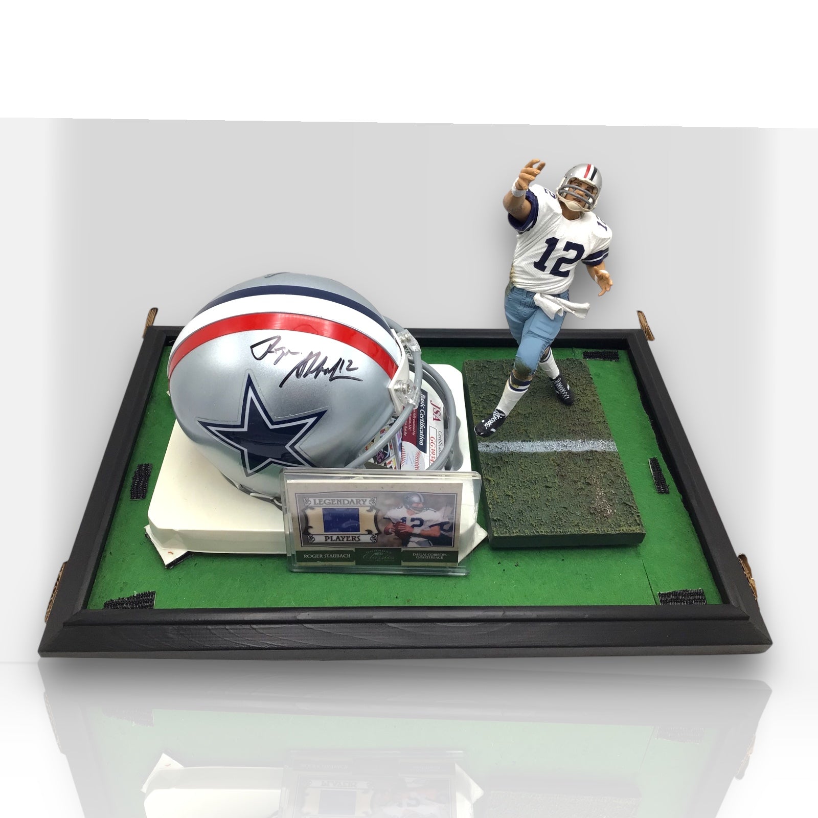 Roger Staubach Cowboys Signed JSA Mini Helmet Shadowbox