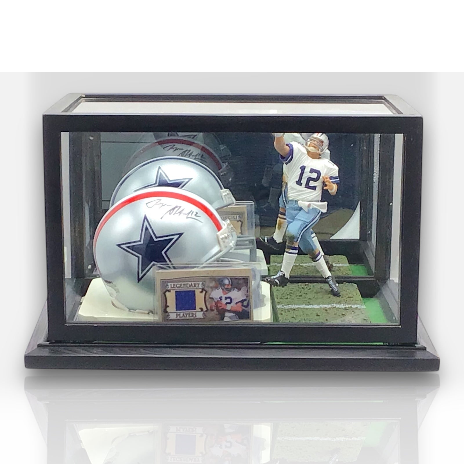 Roger Staubach Cowboys Signed JSA Mini Helmet Shadowbox