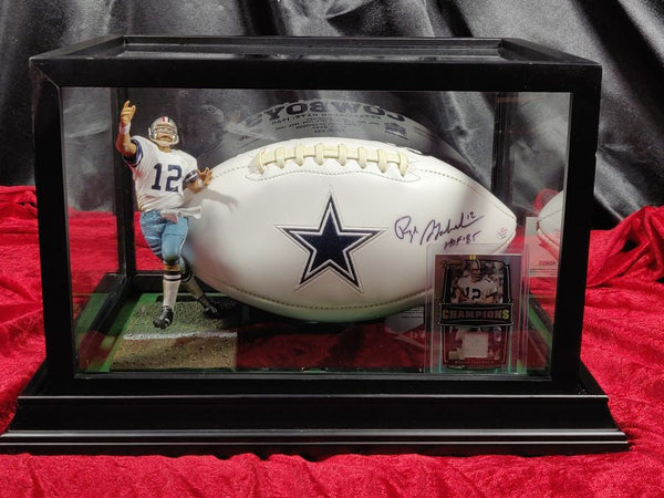 Roger Staubach Cowboys Autographed Mini Helmet Shadowbox w/ Jersey