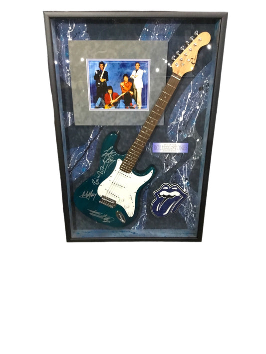 Rolling Stones Signed Framed Shadowbox Cleco Elec Guitar w/ Cert