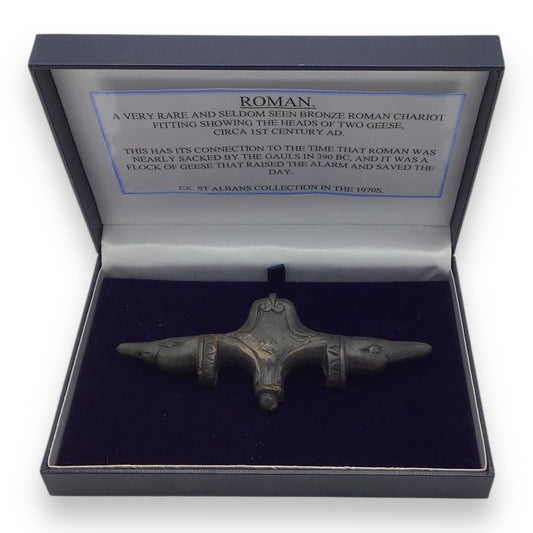 Roman Bronze Chariot Fitting with Twin Goose Heads | 1st Century AD