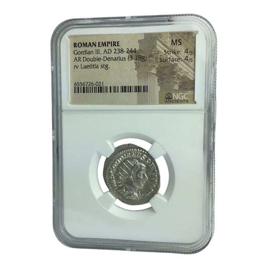 Roman Silver Coin of Gordian III AD 238-244 AR Double Denarius NGC MS