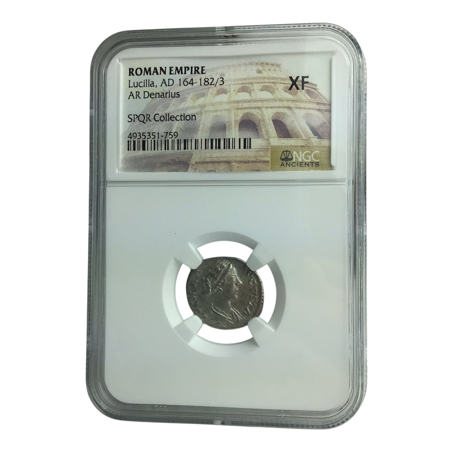 Roman Silver Coin of Lucilla AD 164-182/3 AR Denarius NGC XF - SPQR Collection