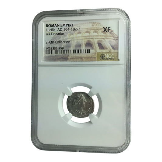 Roman Silver Coin of Lucilla AD 164-182/3 AR Denarius NGC XF - SPQR Collection