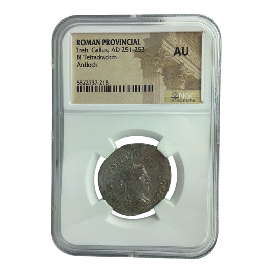 Roman Silver Coin of Treb. Gallus AD 251-253 BI Tetradrachm NGC AU