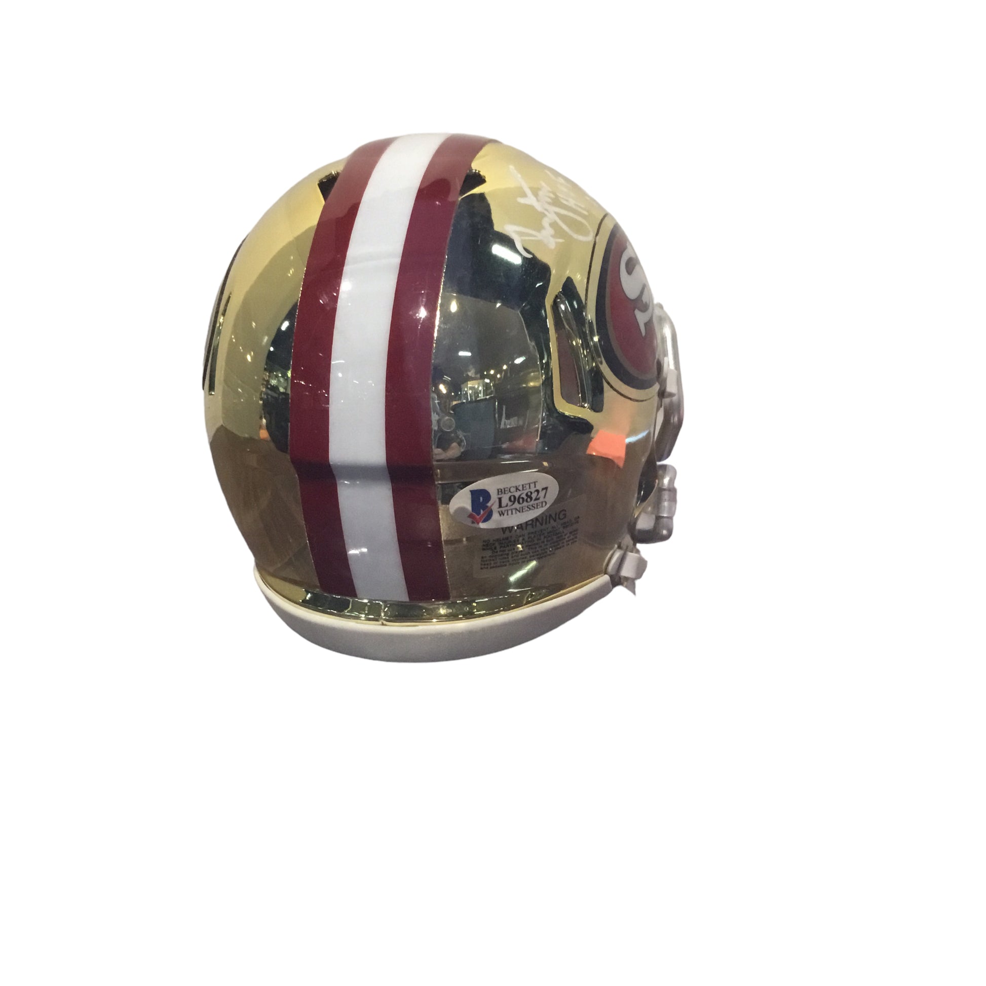 Ronnie Lott Autographed San Francisco 49ers HOF 2000 Chrome Mini Helmet with Beckett Certification
