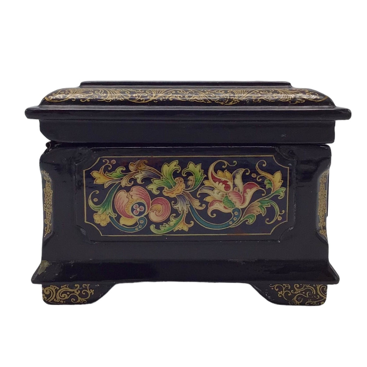 Russian Lacquered and Painted Papier-Mache Fairy Tale Table Box Artist Signed Dated 1998