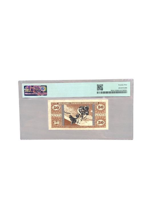 SERIES 681 FIFTY CENTS 1st MPC MILITARY PAYMENT CERTIFICATE 50¢ PMG 25 Very Fine