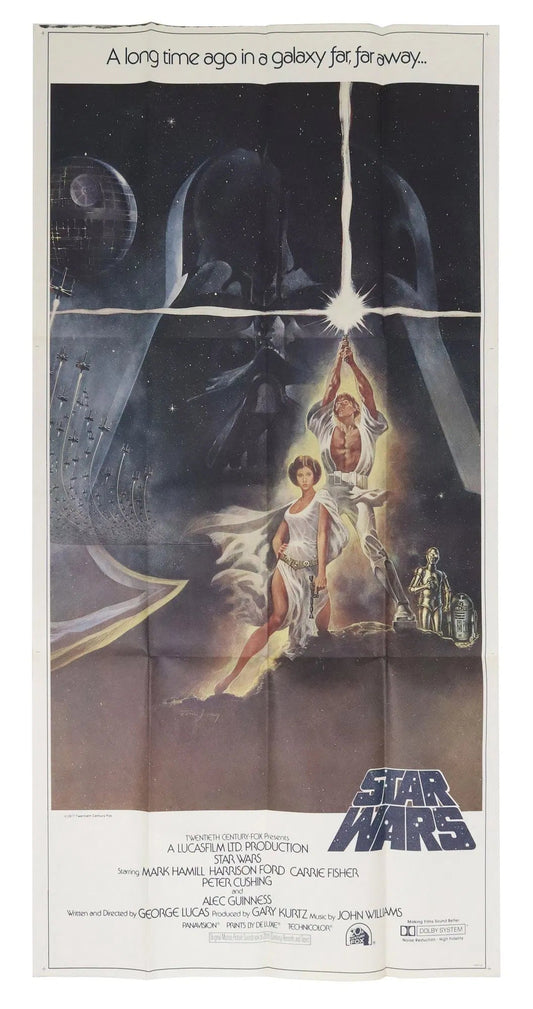 STAR WARS 1977 ORIGNAL 3-SHEET POSTER, "IN A GALAXY FAR, FAR AWAY" - Extremely Rare!