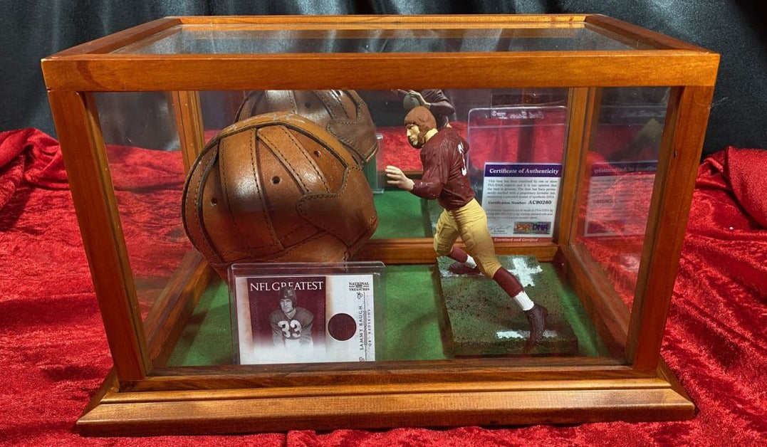 Sammy Baugh Autographed Mini Helmet Shadowbox with Jersey Card and COA