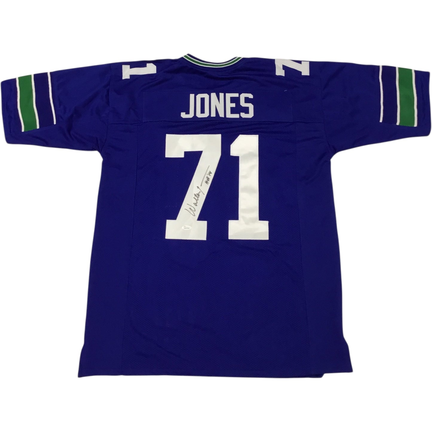 Seattle Seahawks Walter Jones #71 Signed Blue Jersey (Excellent Condition)