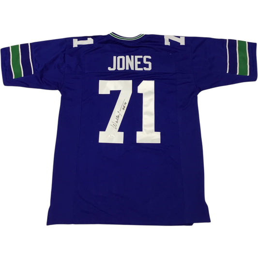 Seattle Seahawks Walter Jones #71 Signed Blue Jersey (Excellent Condition)