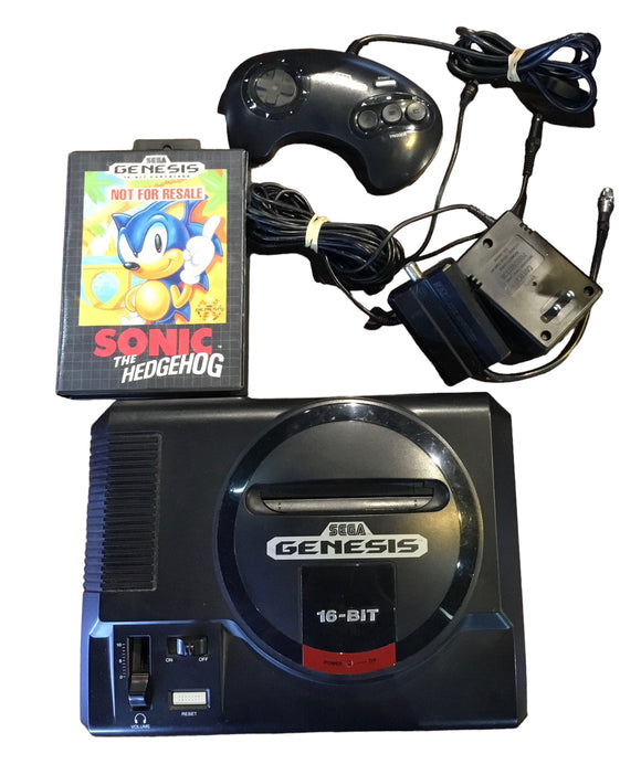 Sega Genesis With Controller and Sonic The Hedgehog Game TESTED WORKING