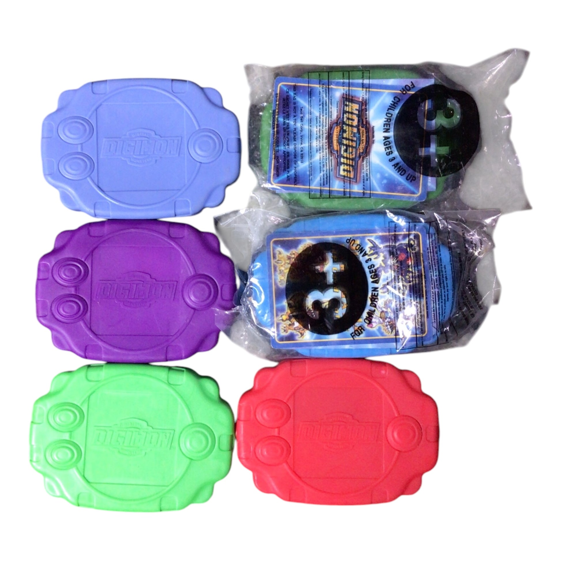 Set of 6 Vintage Taco Bell Digimon Digivice Card Toys (2000)