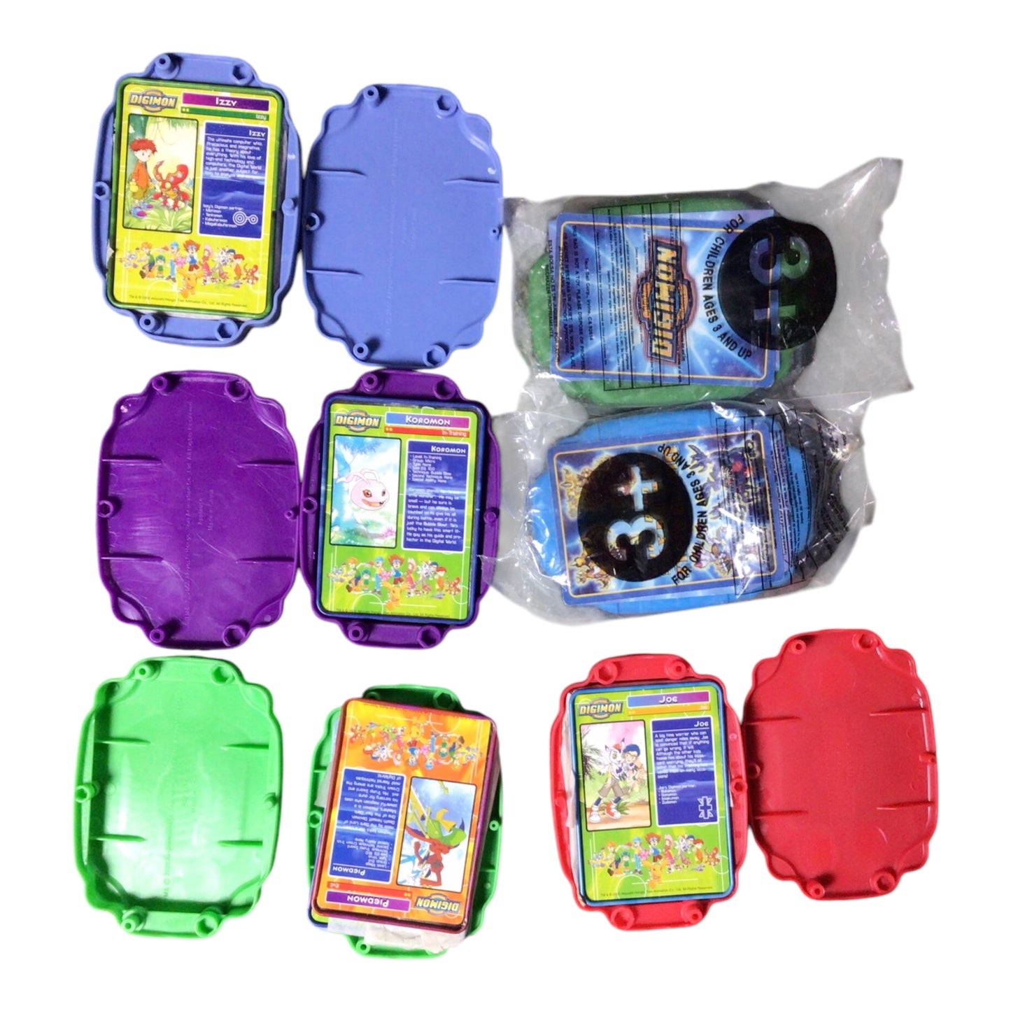 Set of 6 Vintage Taco Bell Digimon Digivice Card Toys (2000)