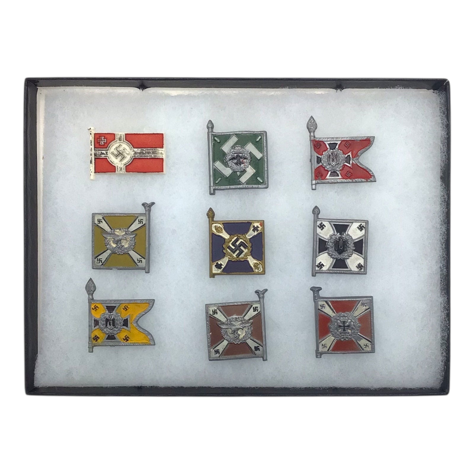 Set of 9 German WW2 WHW (Winterhilfswerk Des Deutschen Volkes) Donation Tinnies
