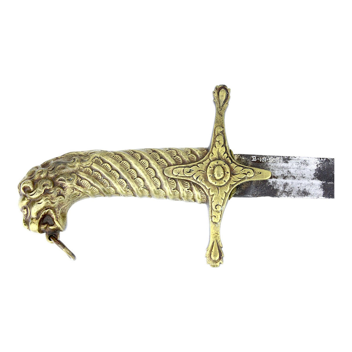 Shamshir Sword with Lion Head Pommel, Ring Mount & Museum Mark B-11-206
