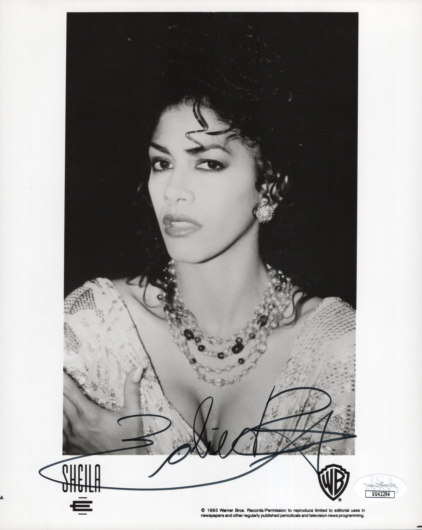 Sheila E. Signed Photo 8x10 Rare Early Promo JSA PSA Certified Collectible