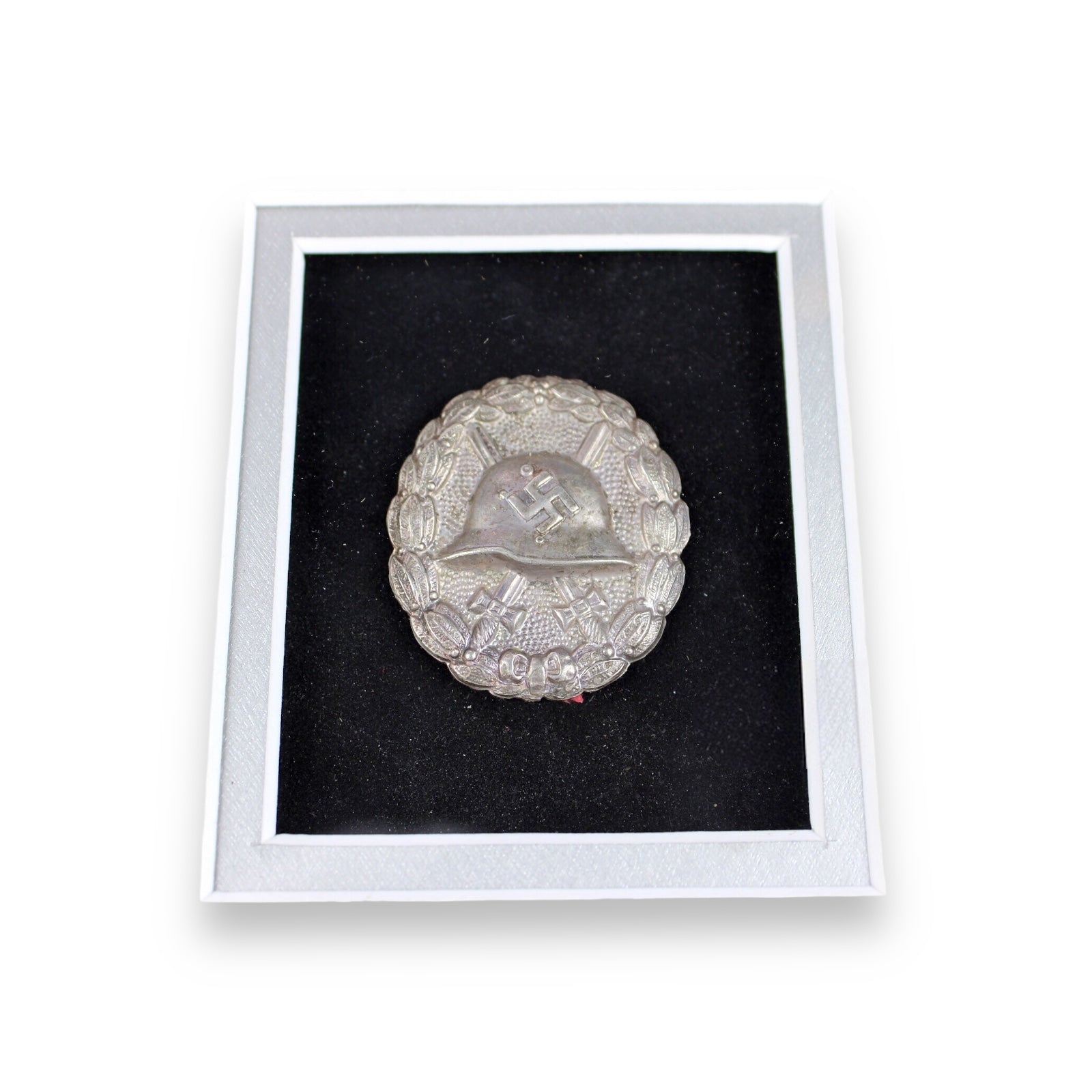 Silver Wound Badge 2nd Class with Award Doc to SS Officer Framed