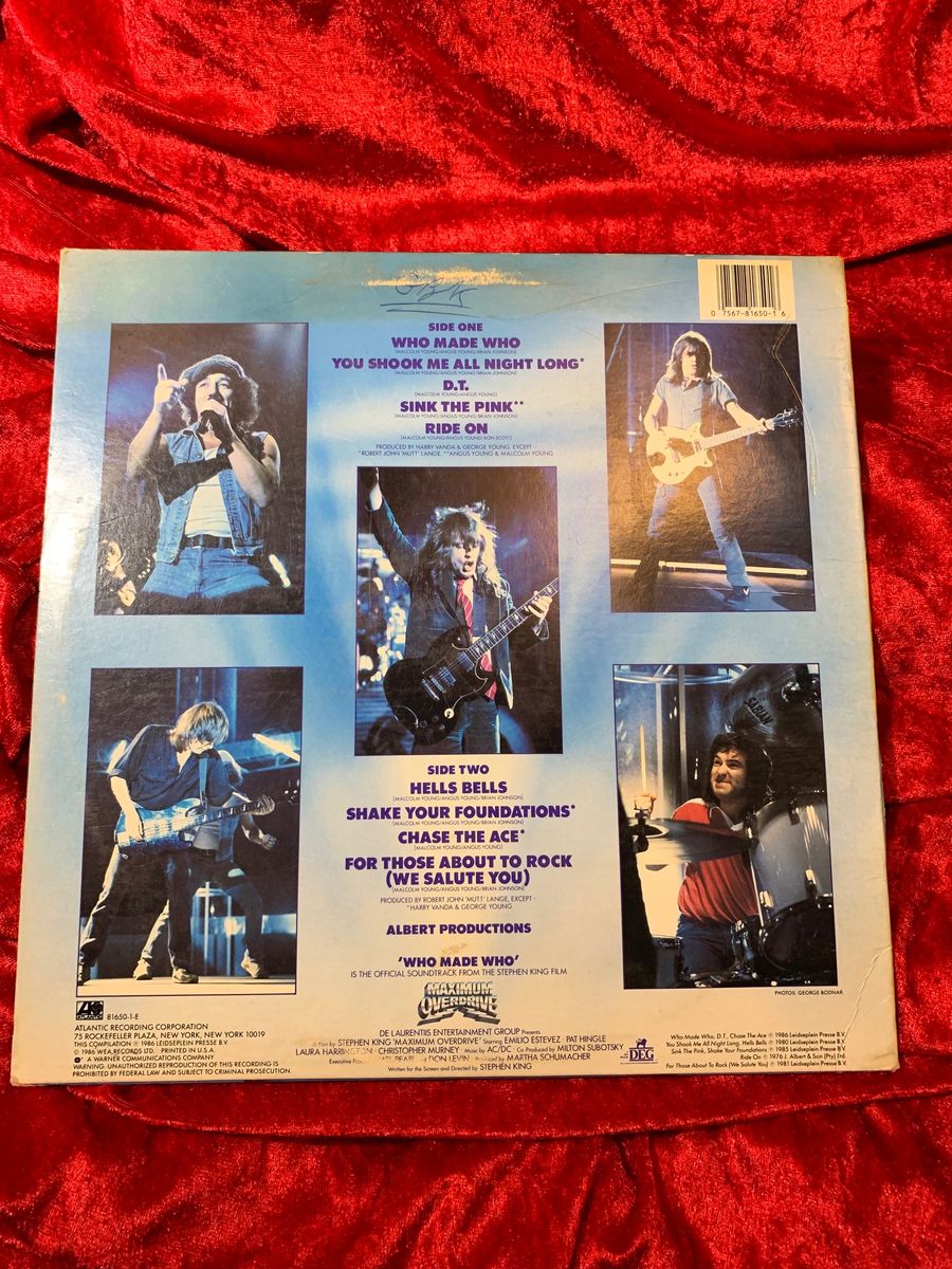 Simon Wright Drummer AC/DC Autographed Who Made Who JSA Certification ...