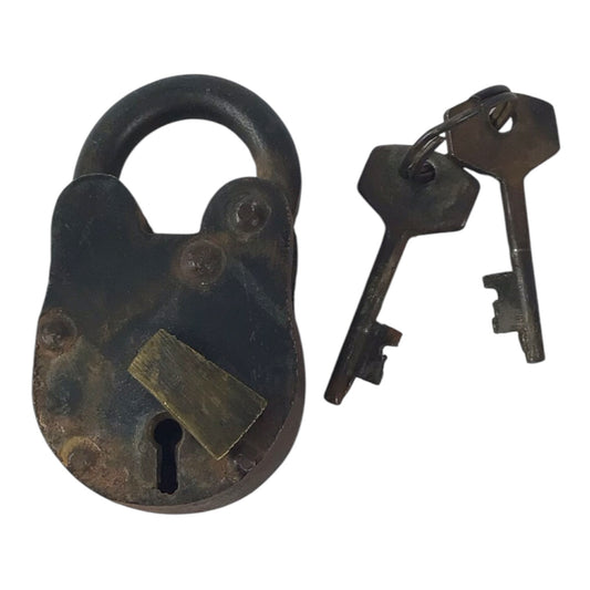 Small Vintage Iron Lock w/ 2 Keys