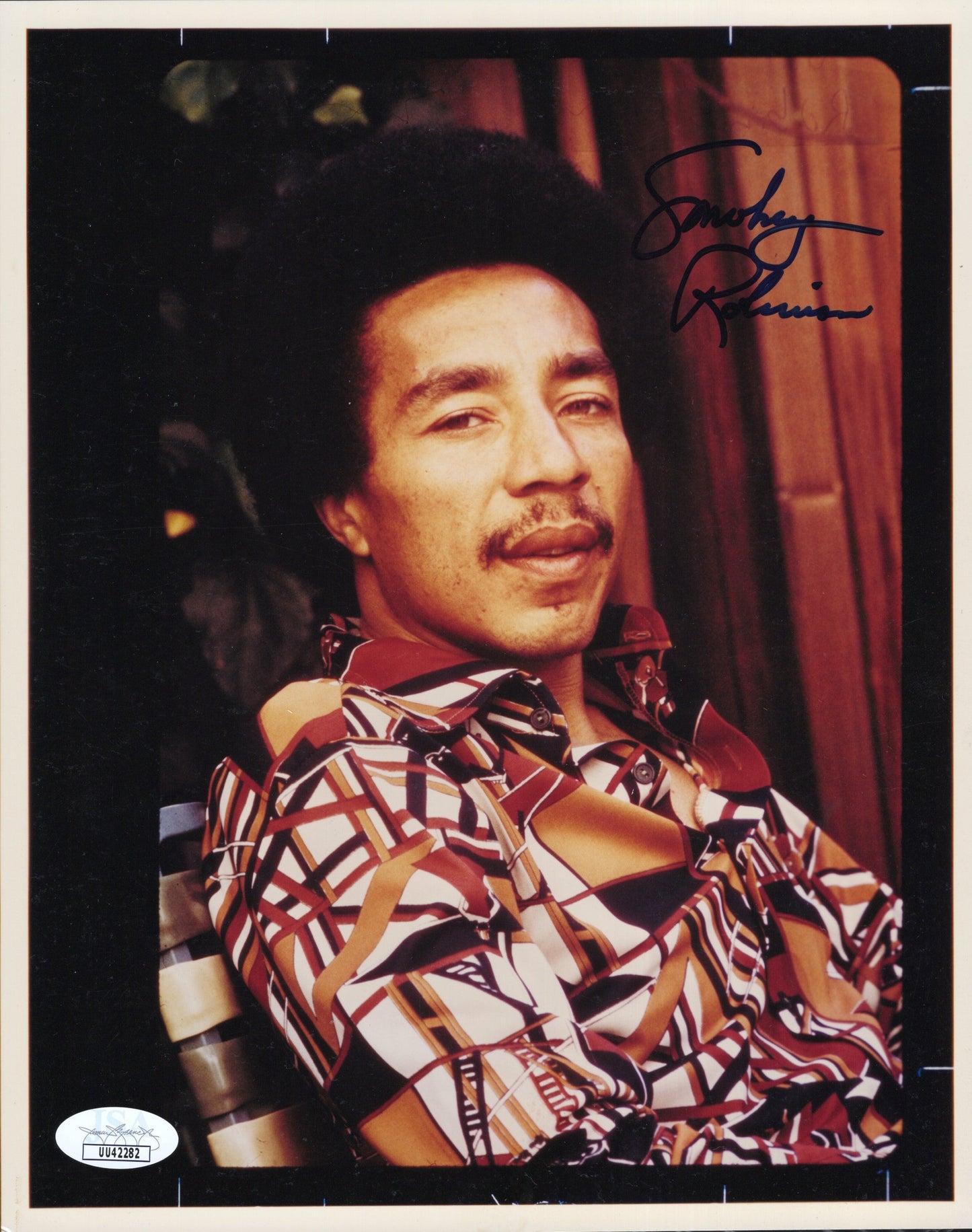 Smokey Robinson of the Miracles Signed Photo 8x10, Smokey Robinson Autograph in Flashy Shirt Rare Photo, JSA and PSA Letter Double Certified Authentic UU42282