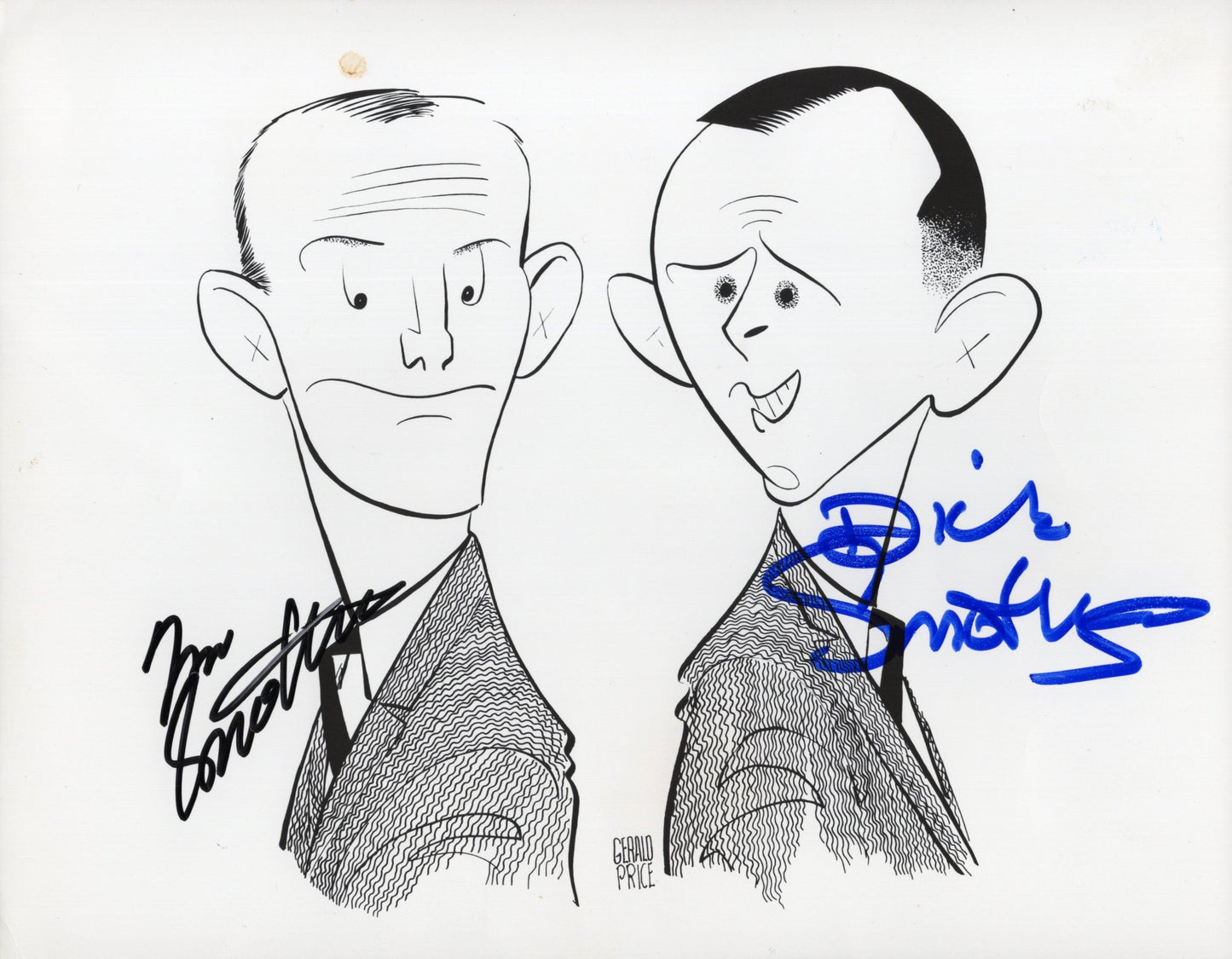 Smothers Brothers of The Smothers Brothers Show Signed Caricature 7x9