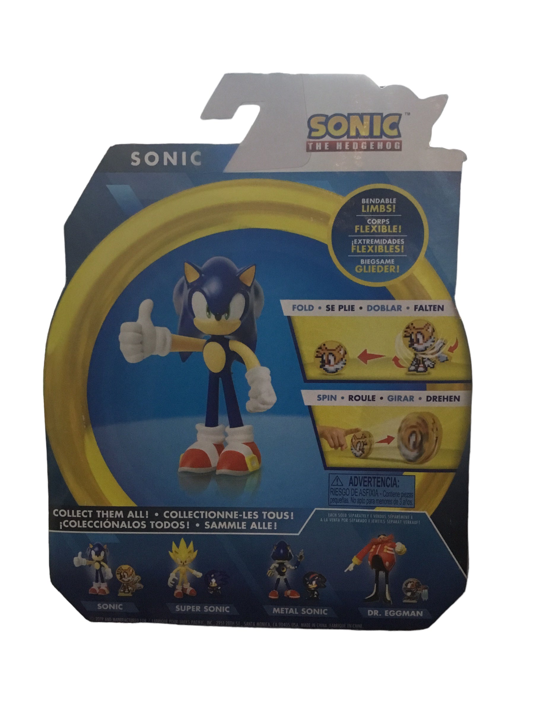 Sonic The Hedgehog 4" Action Figure Bendable - Jakks Pacific