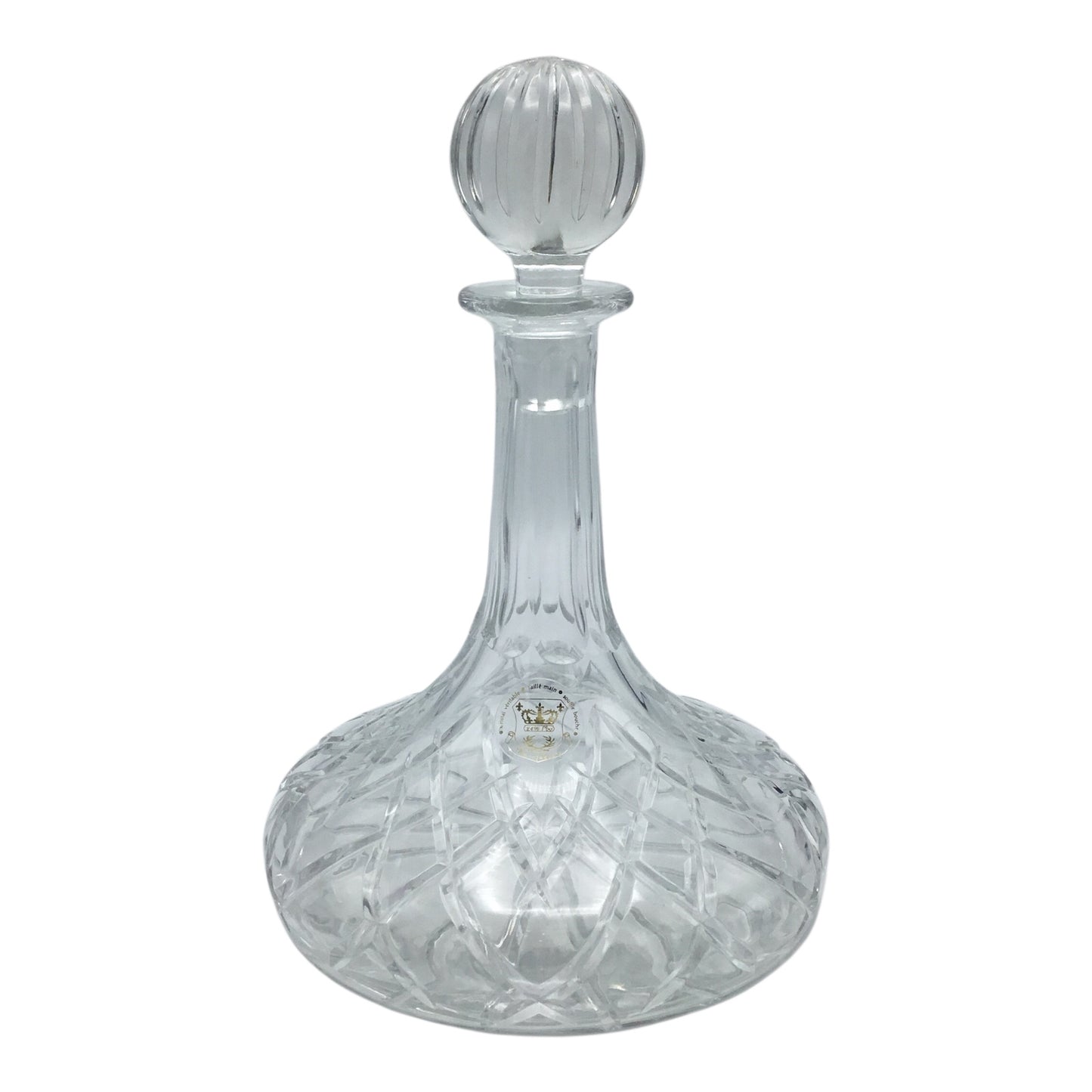 Soufflé-Bouche Crystal Decanter with Stopper – Hand Cut 24% Lead Crystal (With Original Box, Excellent Condition)
