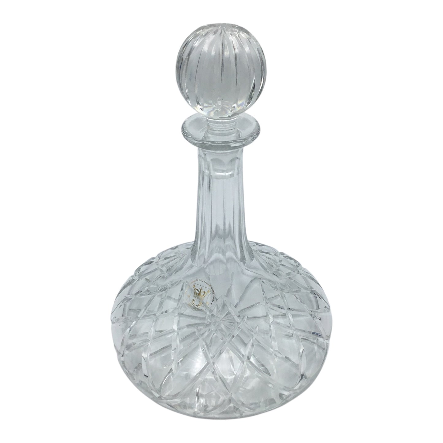 Soufflé-Bouche Crystal Decanter with Stopper – Hand Cut 24% Lead Crystal (With Original Box, Excellent Condition)