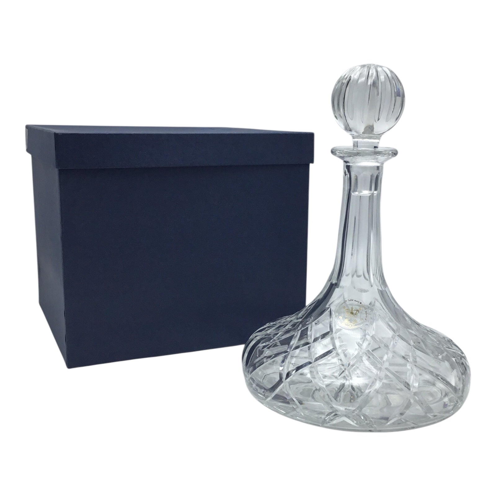 Soufflé-Bouche Crystal Decanter with Stopper – Hand Cut 24% Lead Crystal (With Original Box, Excellent Condition)