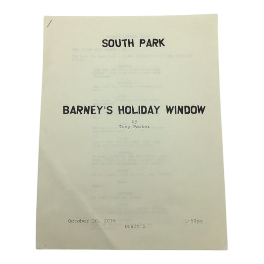 South Park Barney's Holiday Window by Trey Parker Script Draft 2