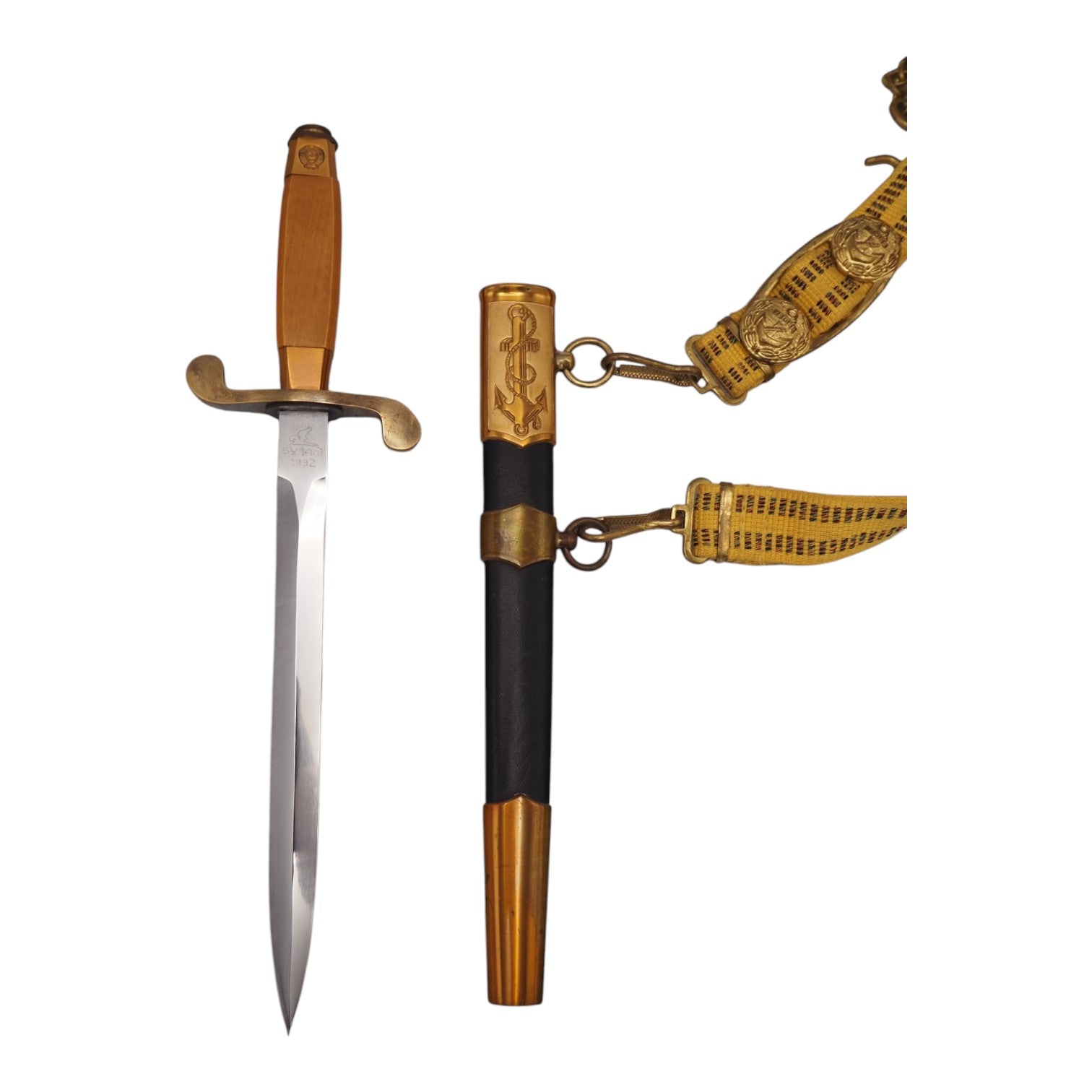 Soviet Russian Cold War Naval Officer’s Dagger with Belt and Hangers