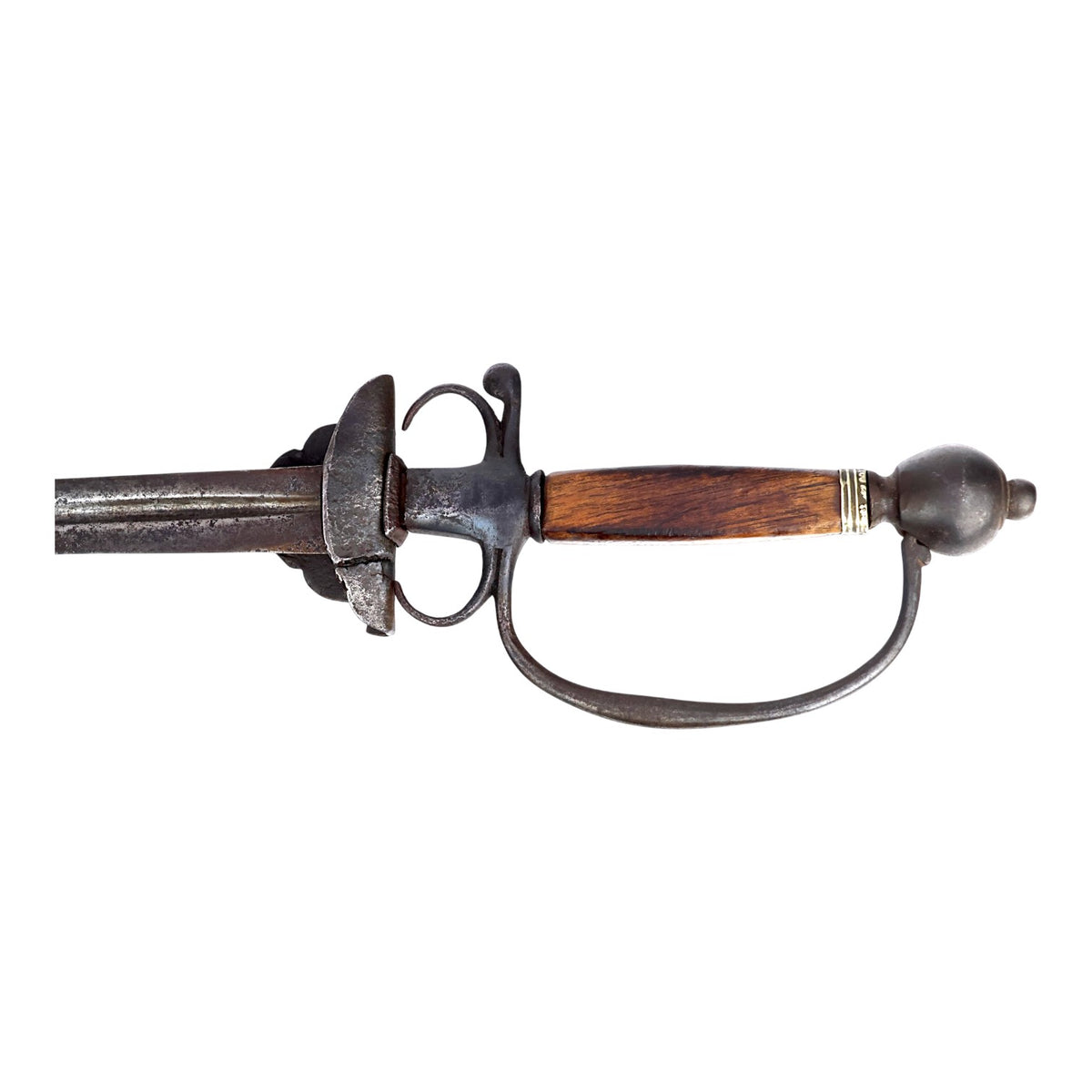 Spanish 18th/19th C. Trefoil Rapier Sword with D-Guard & German Silver Mount