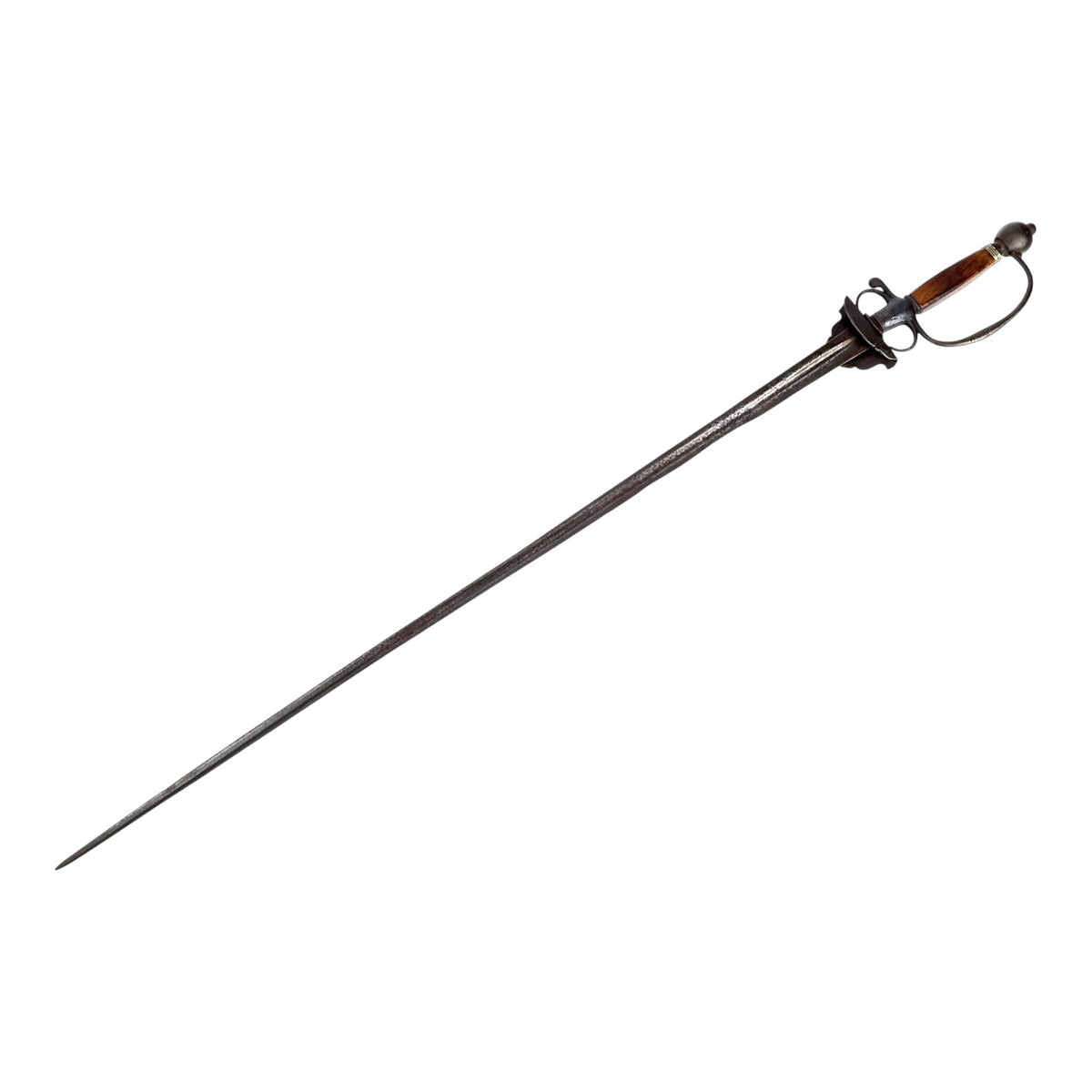 Spanish 18th/19th C. Trefoil Rapier Sword with D-Guard & German Silver Mount